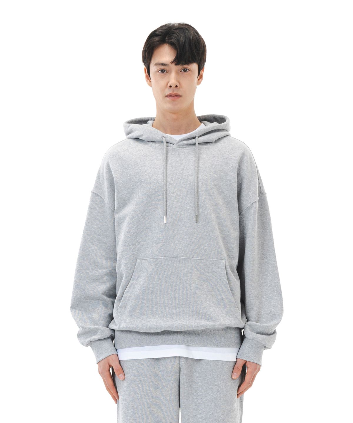 르커스텀(LE CUSTOM) 더 에센셜 무지 오버핏 후드티 (멜란지)