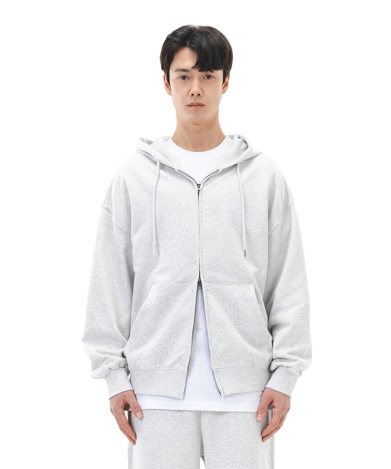 더에센셜 오버핏 무지 투웨이 후드집업 (라이트 멜란지)