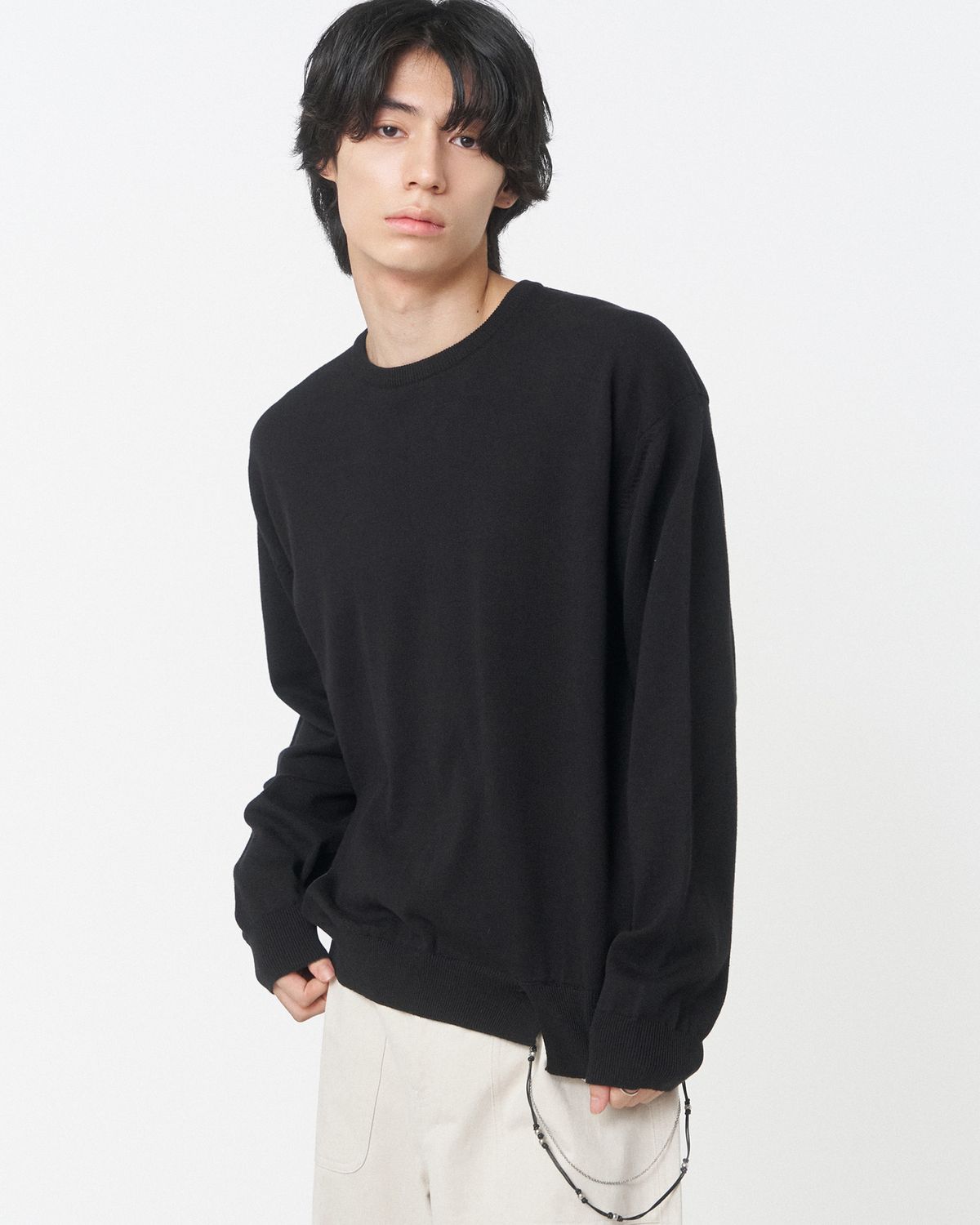 미세키서울 맨(MISEKISEOUL MEN) Slash line knit BLACK