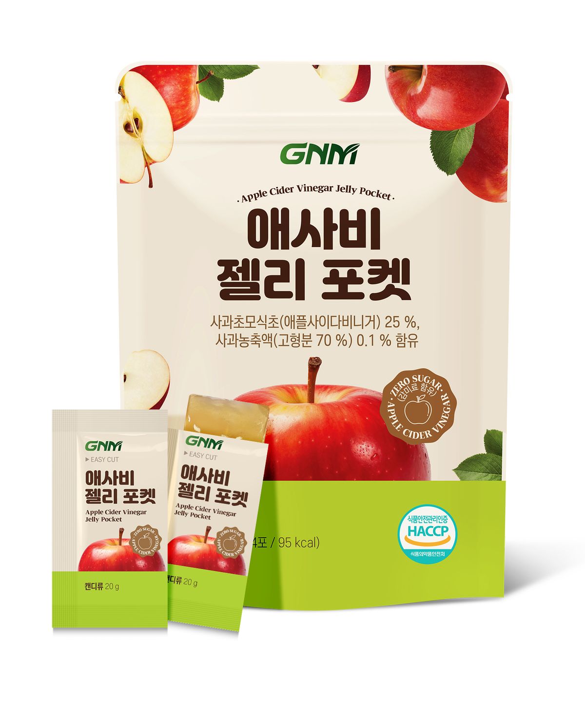 GNM자연의품격(GNMLIFE) GNM 애사비 애플 사이다 비니거 사과 식초 젤리 포켓 14포 X 1봉/ 사과주스 구미