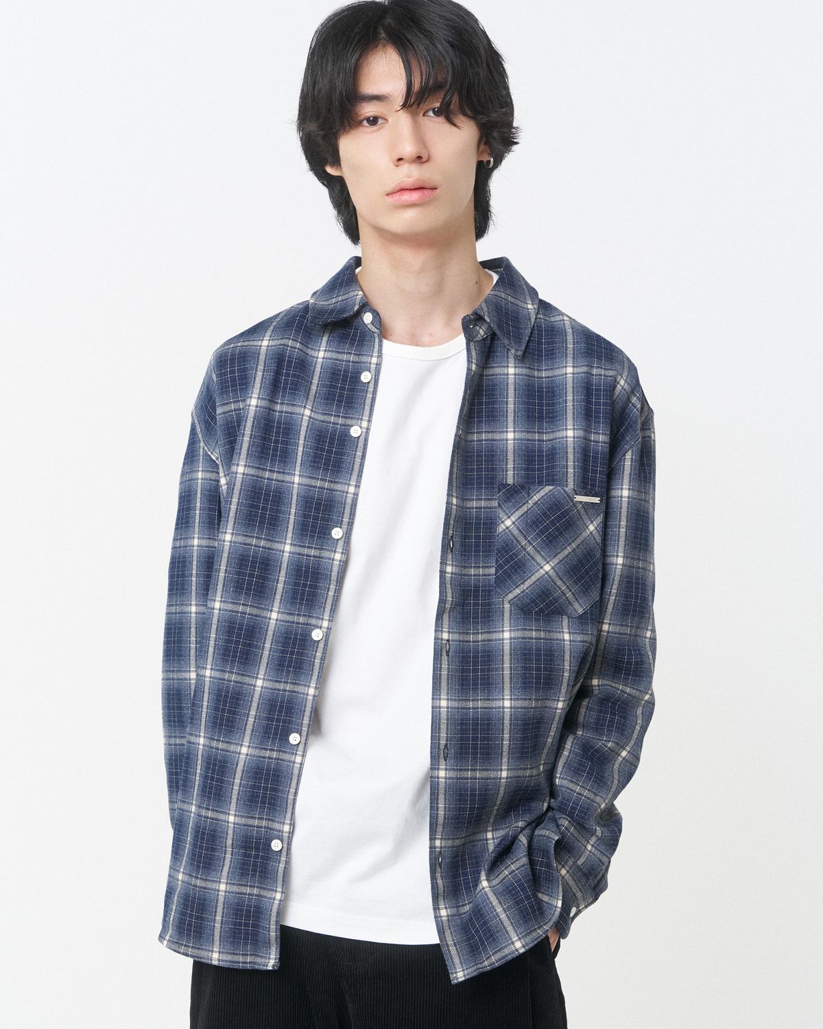 미세키서울 맨(MISEKISEOUL MEN) Stitched pocket check shirt NAVY