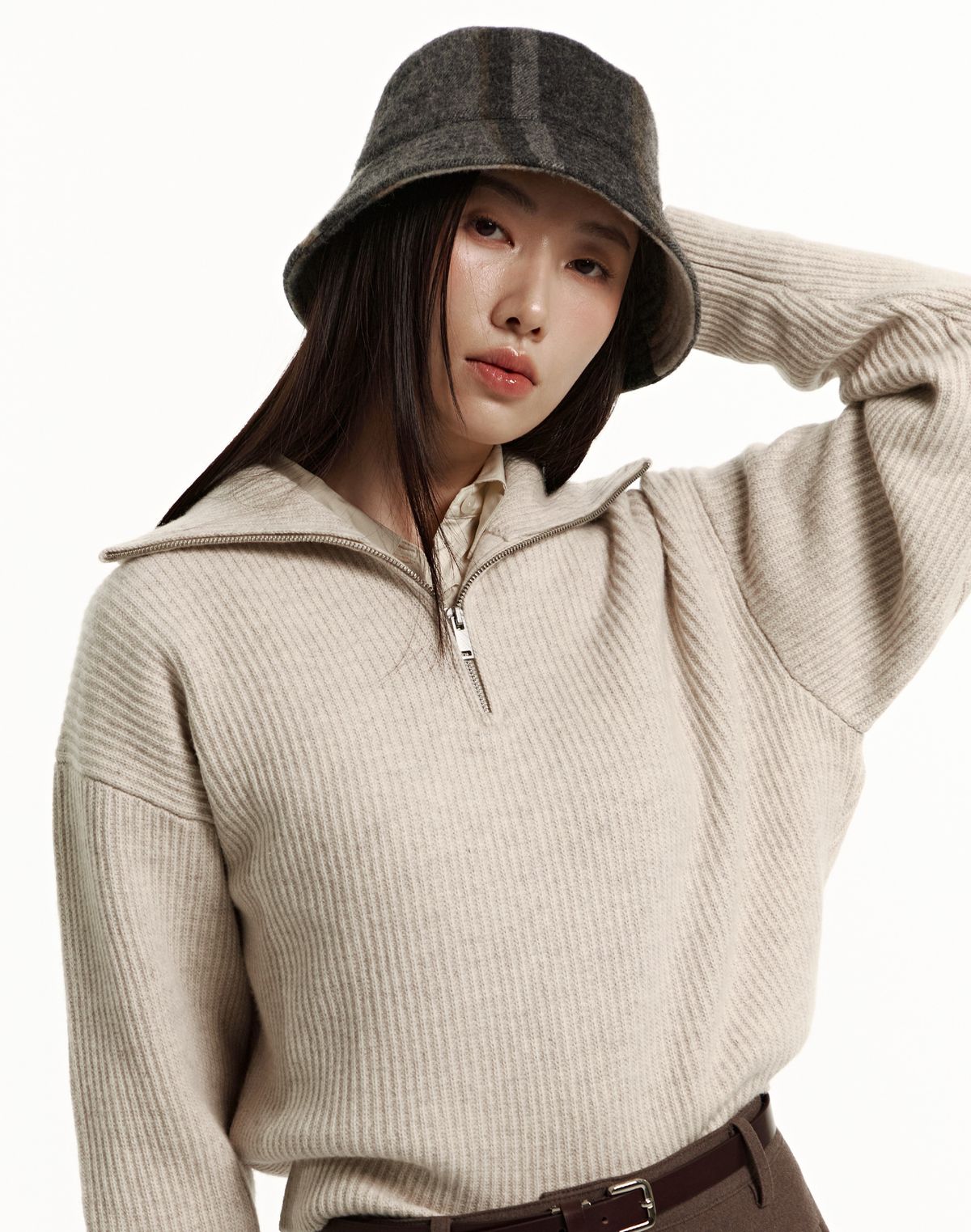 헤지스 여성 액세서리(HAZZYS WOMEN ACC) 그레이 체크 울 버킷햇