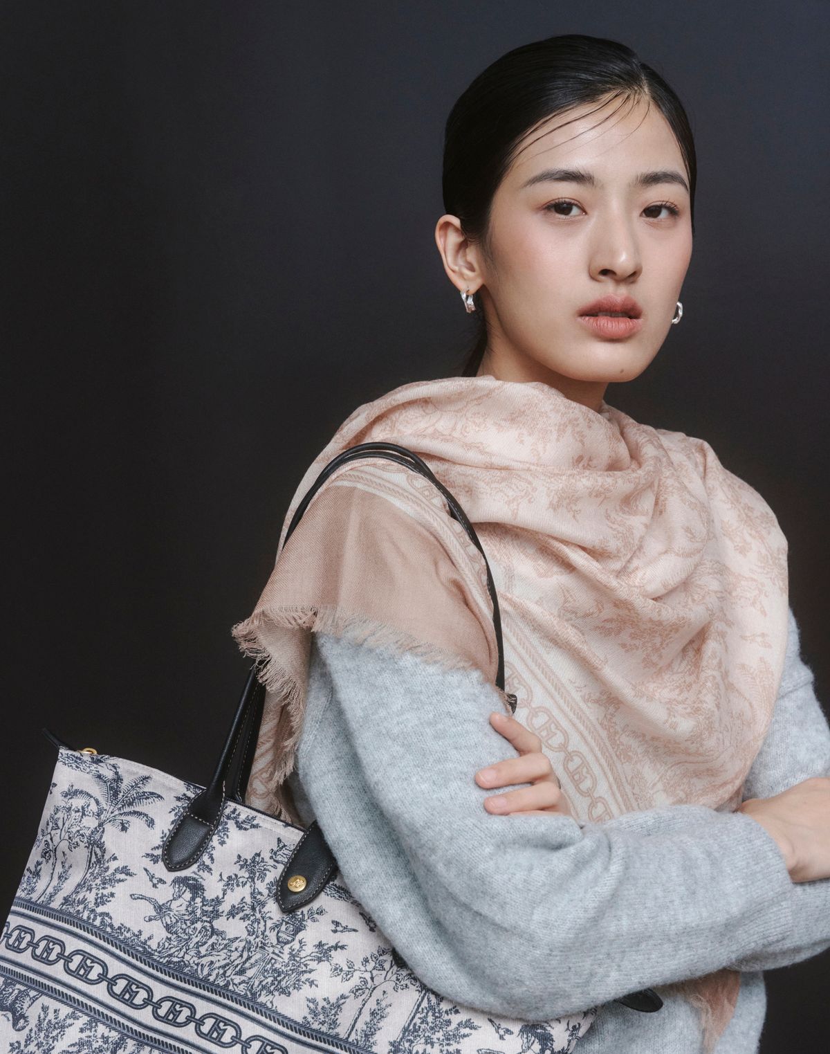 헤지스 여성 액세서리(HAZZYS WOMEN ACC) [뜨왈드주이] Toile de Jouy 베이지 울 롱 스카프