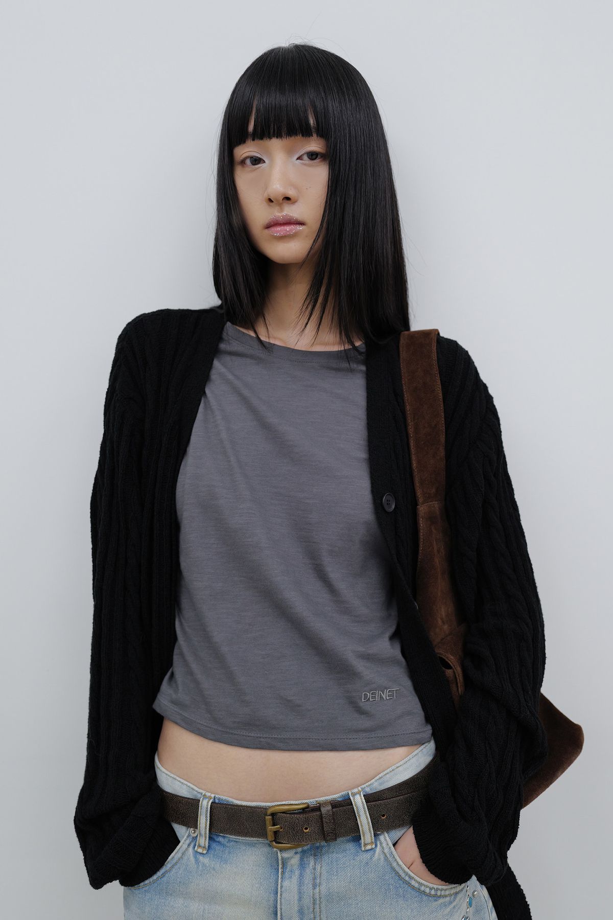 다이닛(DEINET) DEINET CABLE CARDIGAN IN BLACK