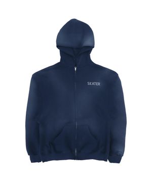 Faded Skater Logo Hoodie Zip-Up - Deep Navy