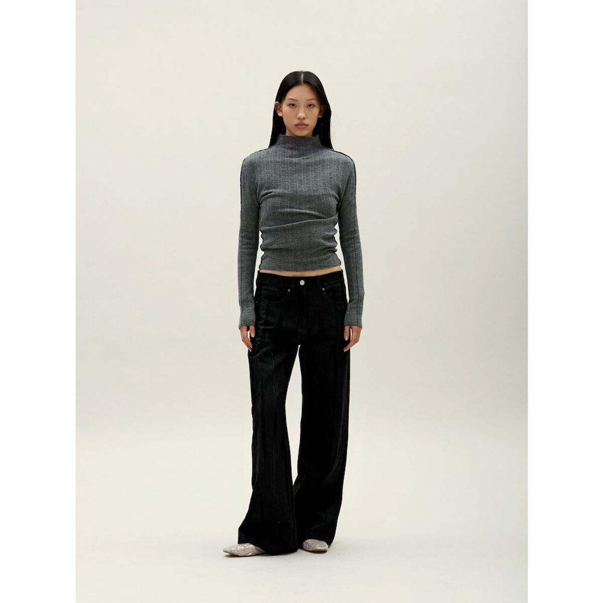 앙개(ANGGAE) Smocked Pullover  Grey