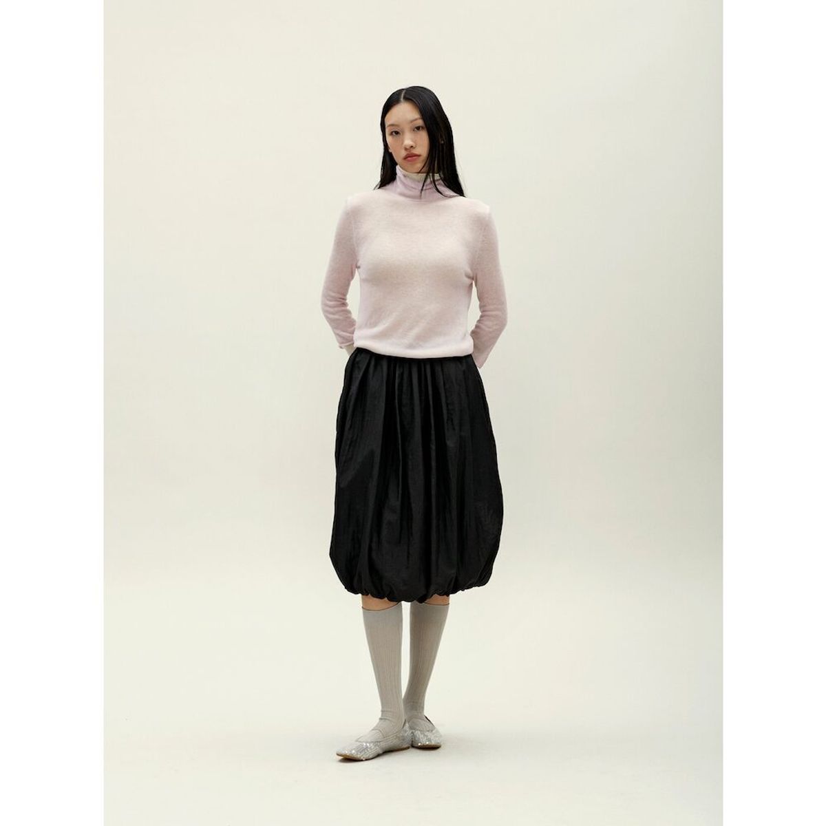 앙개(ANGGAE) Layered Two Tone Turtleneck  Pink