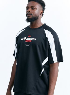 컬러블록 저지 티셔츠 AM1206 BK