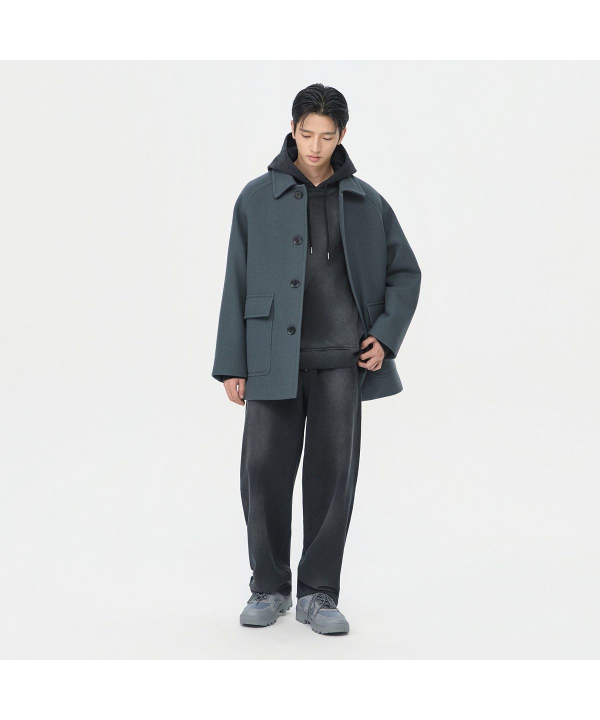커스텀멜로우(CUSTOMELLOW) Grey Wool Car Coat CWCAW25812GYX