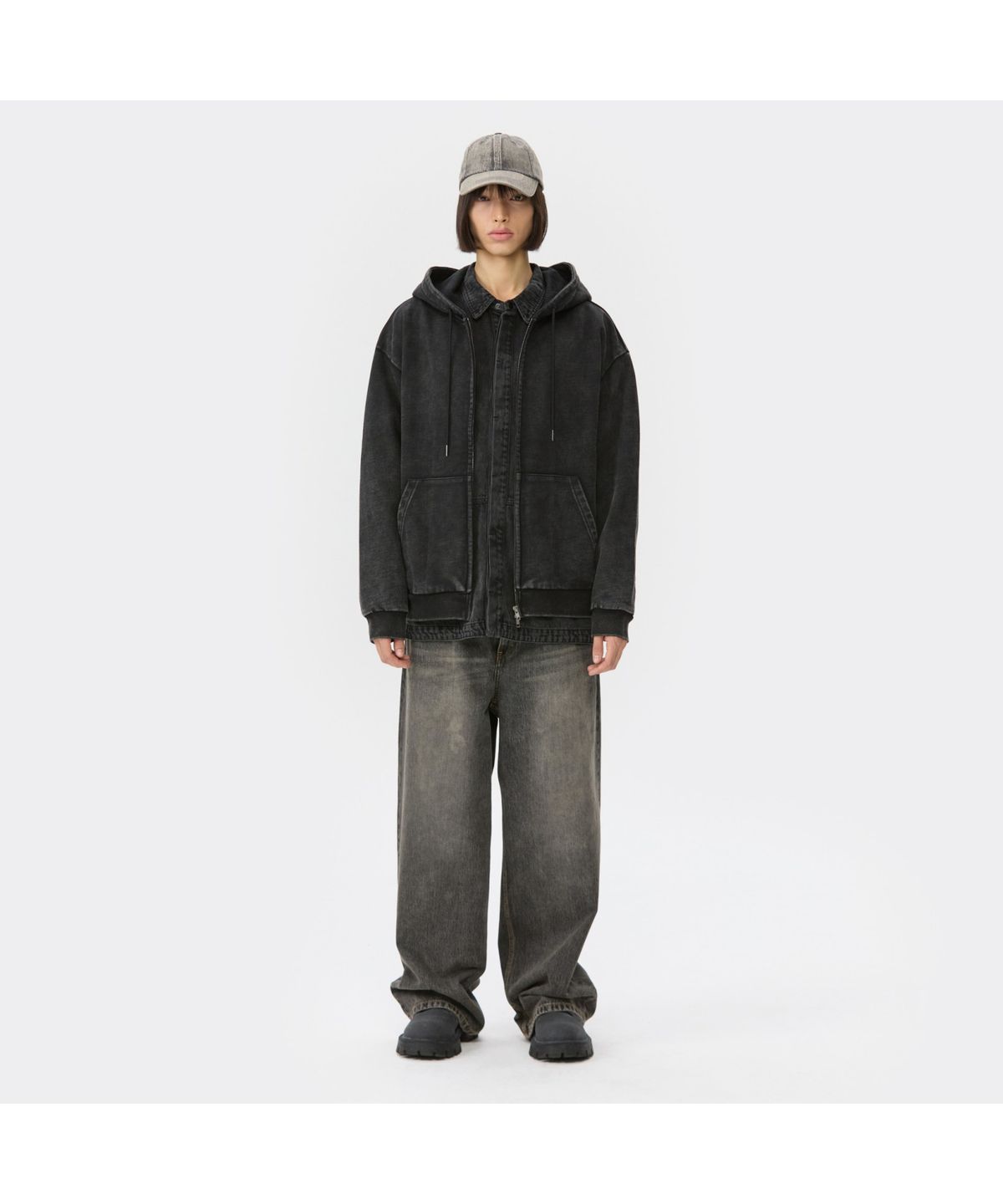 커스텀멜로우(CUSTOMELLOW) Black Dyed Zip Hoodie CWTAW25723BKX