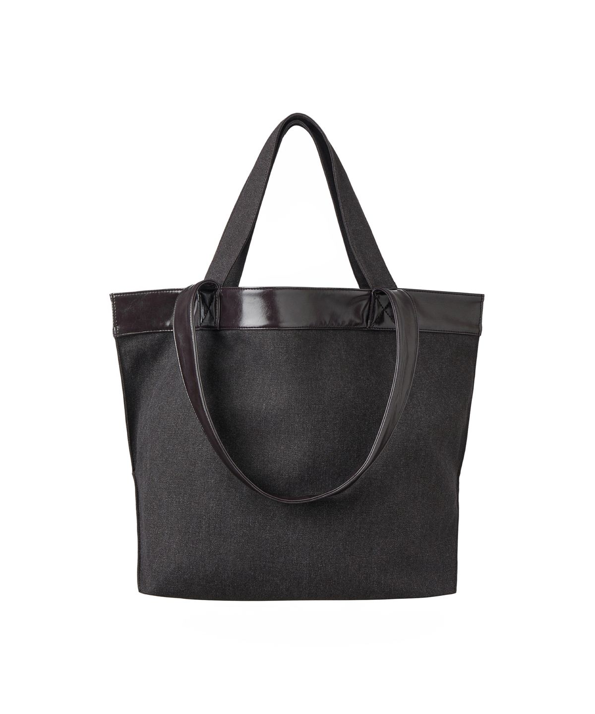솔티페블(SALTY PEBBLE) LEATHER EDGE CANVAS BAG [CHARCOAL]