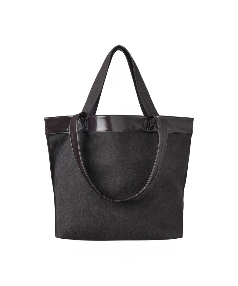 LEATHER EDGE CANVAS BAG [CHARCOAL]