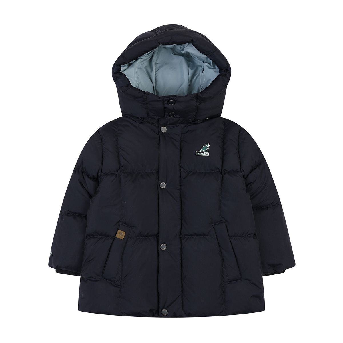 캉골키즈(KANGOL KIDS) 후드 포인트 푸퍼 숏 다운점퍼 RD 0107 네이비