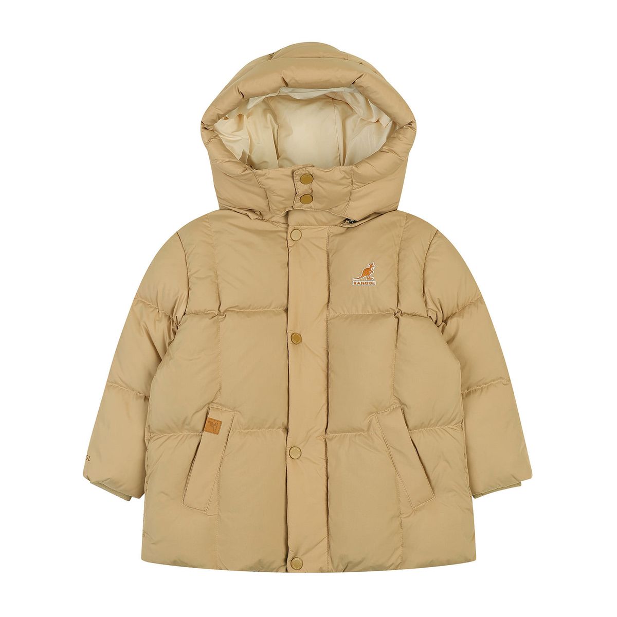 캉골키즈(KANGOL KIDS) 후드 포인트 푸퍼 숏 다운점퍼 RD 0107 베이지