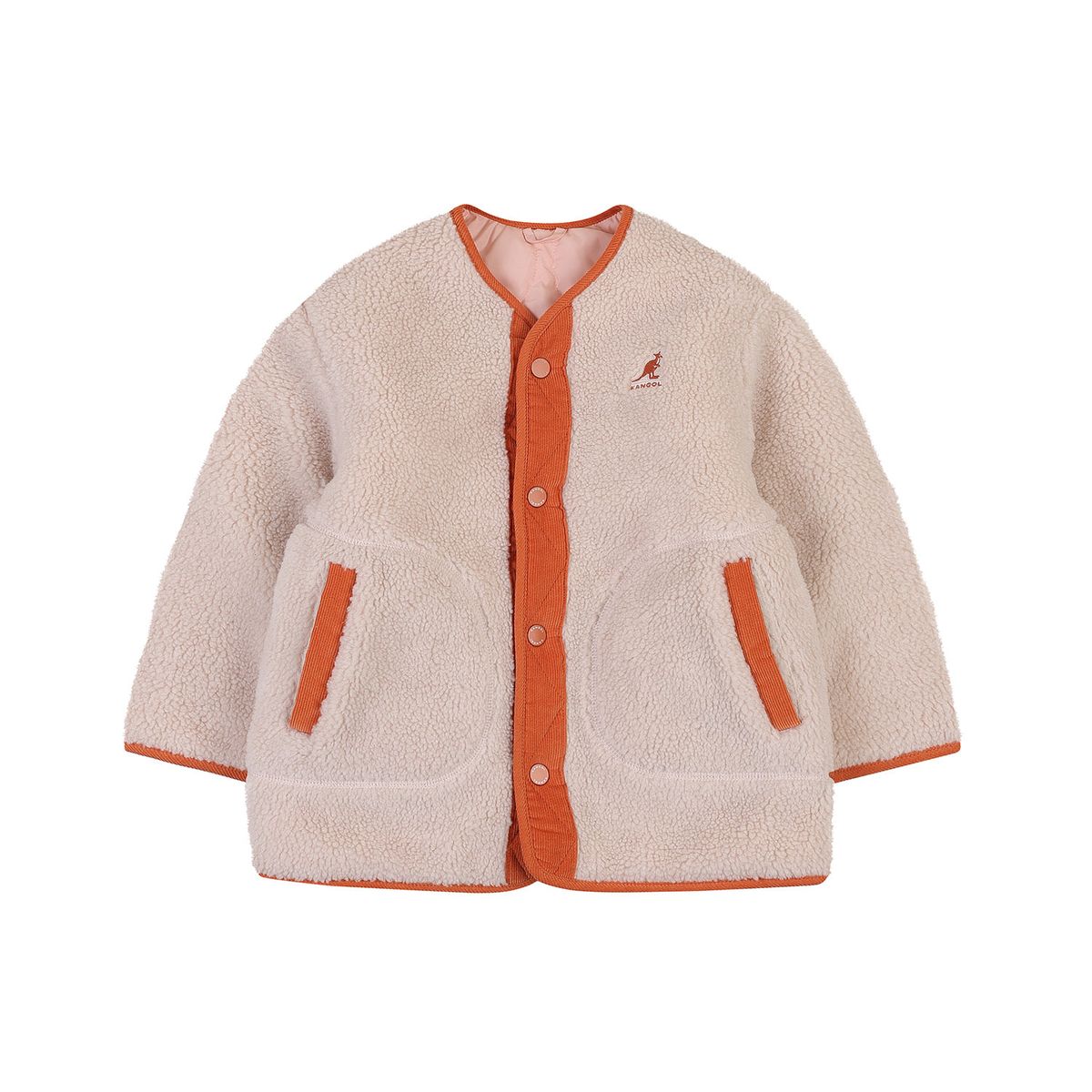 캉골키즈(KANGOL KIDS) 시어링 리버시블 퀼티드 점퍼 RD 0102 핑크