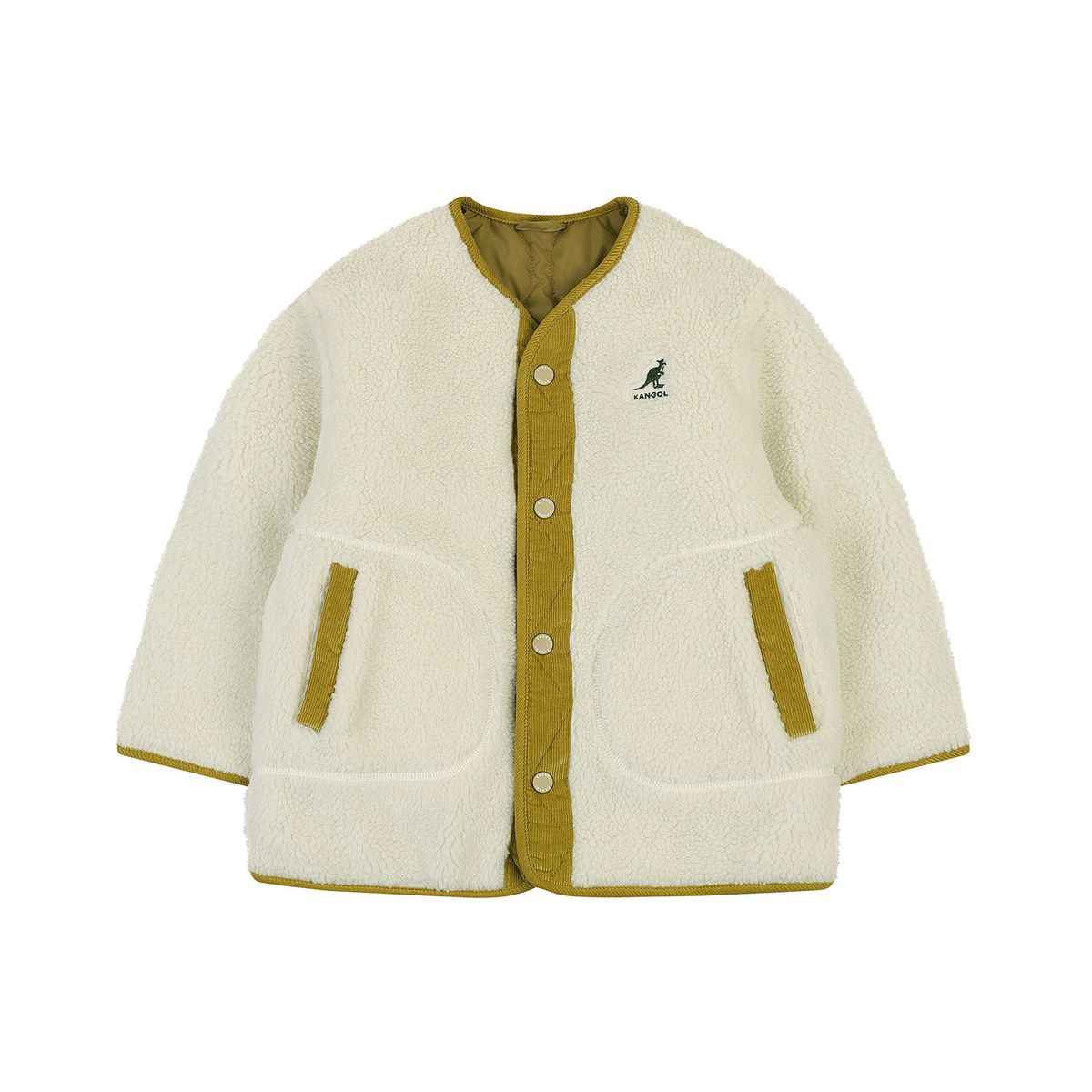 캉골키즈(KANGOL KIDS) 시어링 리버시블 퀼티드 점퍼 RD 0102 카키