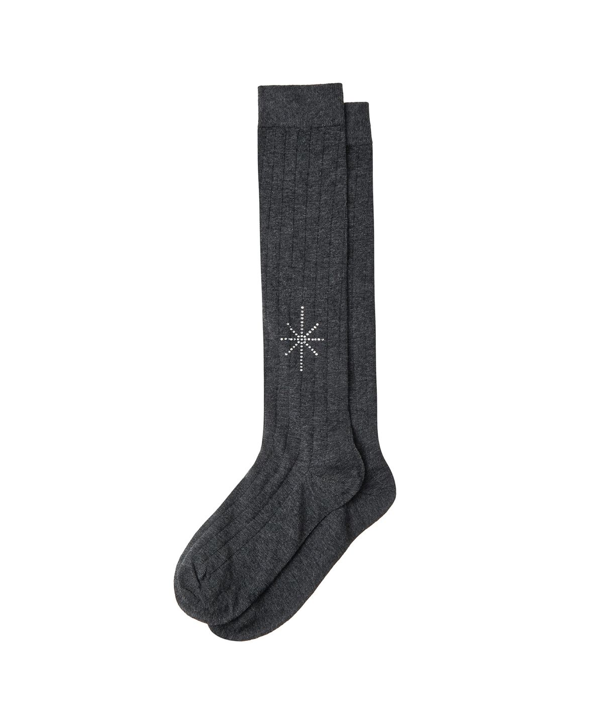 솔티페블(SALTY PEBBLE) GLITTERING GEM RIBBED SOCKS [CHARCOAL]