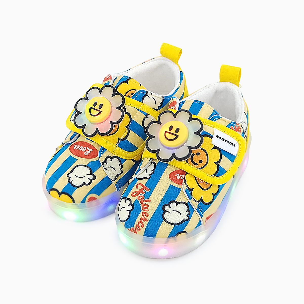 베이비솔(BABYSOLE) 팝콘데이지 LED 운동화