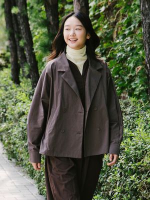 프렌치 더블 숏 자켓_브라운