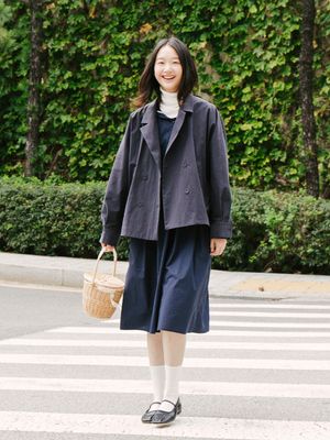 프렌치 더블 숏 자켓_네이비