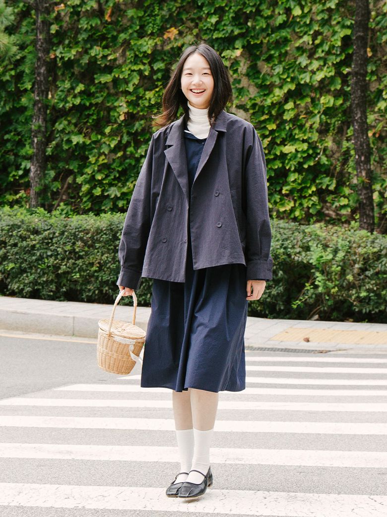 프렌치 더블 숏 자켓_네이비