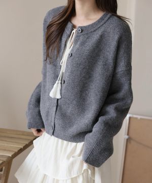 라운드넥 심플 코지 버튼 니트 가디건 3COLOR