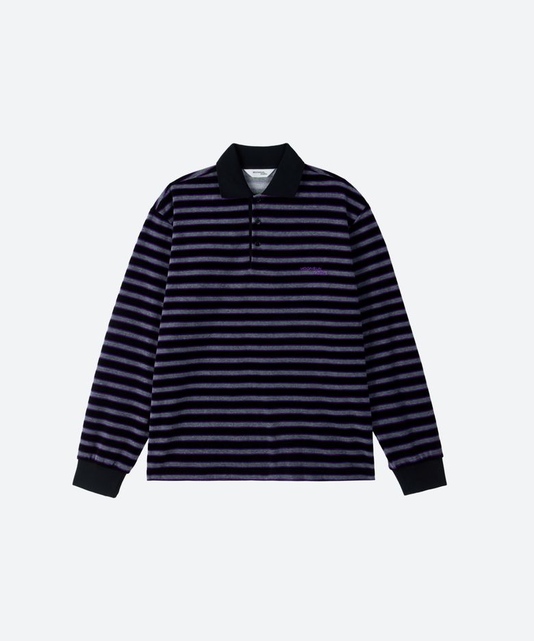 MJ M.C UNISEX, Velvet Stripe PK Shirt / Black