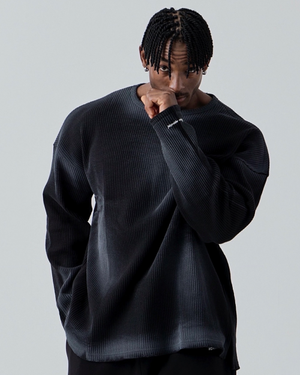 와플 오버핏 롱슬리브 빈티지 차콜