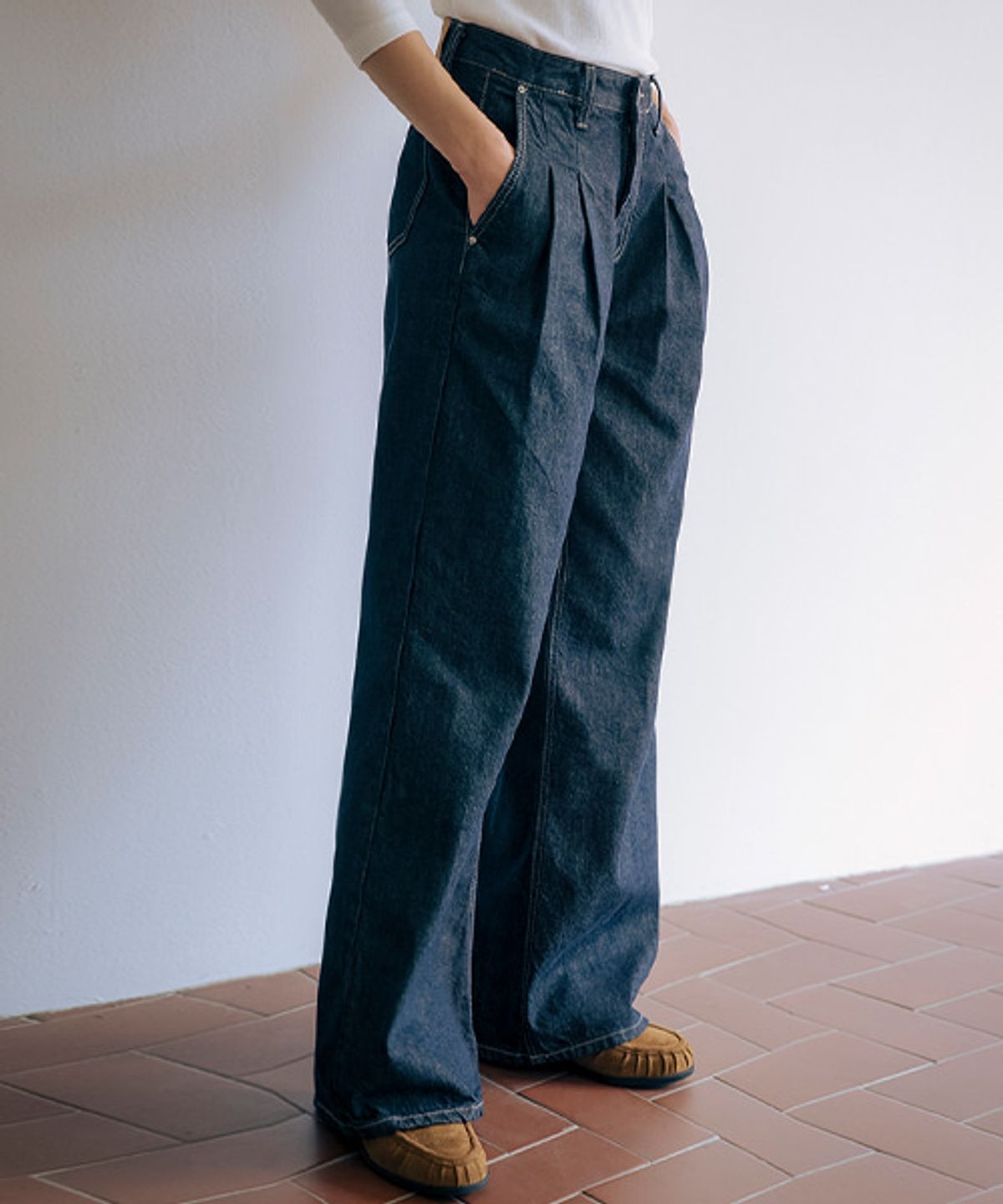 틸아이다이(TILL I DIE) Textured non fade wide denim pants TIWT01DP02_Indigo