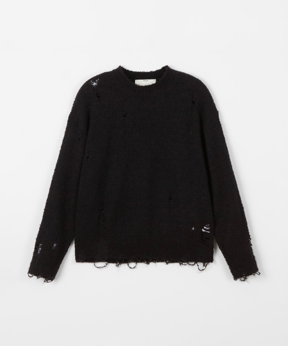 디앤드퀘스천(THEENDQUESTION) Damage knit top / BLACK