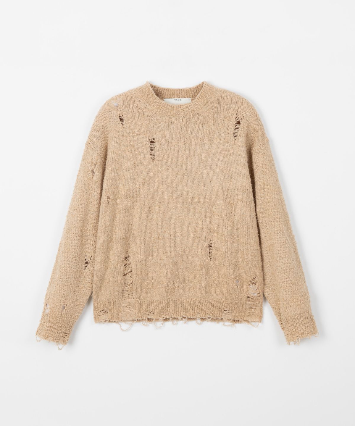 디앤드퀘스천(THEENDQUESTION) Damage knit top / BEIGE