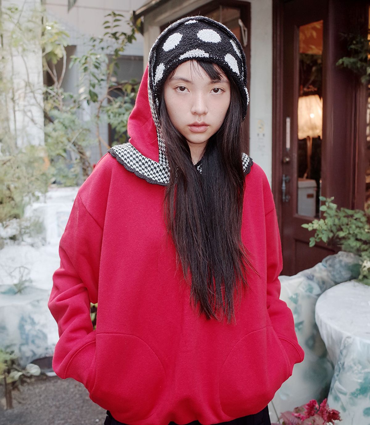 나이스고스트클럽(NICEGHOSTCLUB) FFATS ROUND COLLAR HOODIE_RED(NG2FFUM410A)
