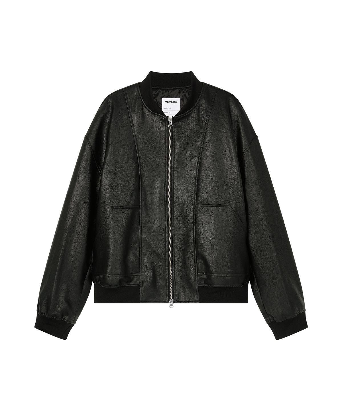 미드앤로우(MIDNLOW) 오버사이즈 가죽 블루종 (Black)