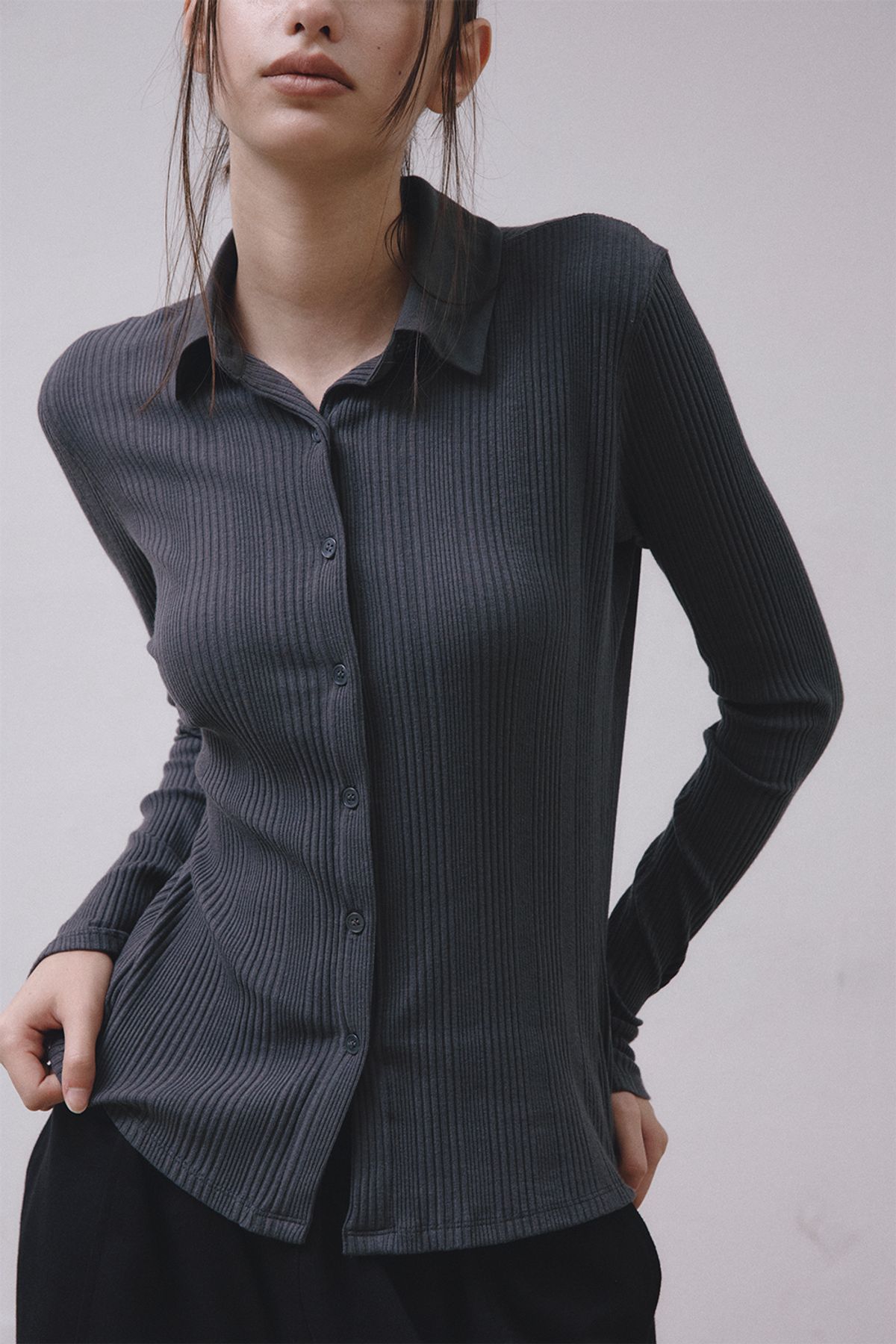 미드앤로우(MIDNLOW) Long Sleeve Polo T-shirts (Grey)