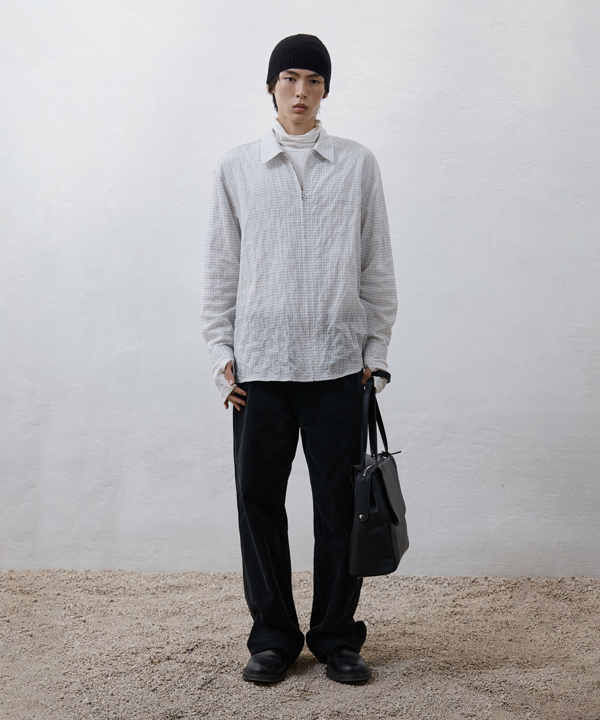 유스(YOUTH) Zipped Shirt - Ivory Check