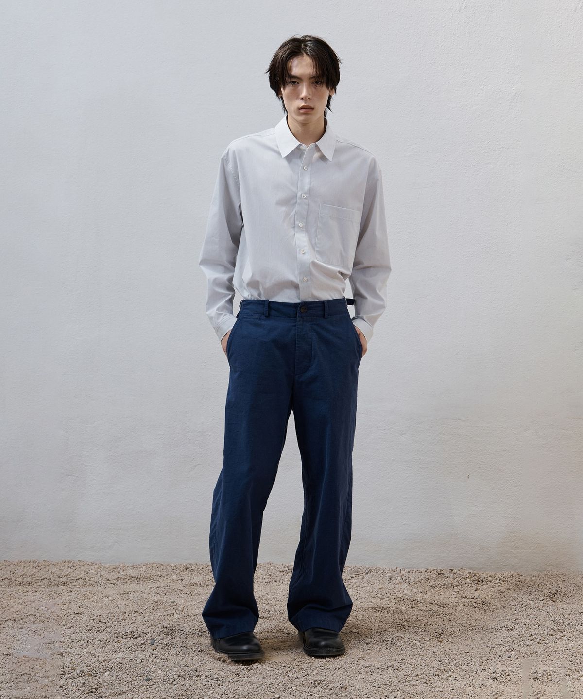 유스(YOUTH) Washed Wide Chino Pants - Blue