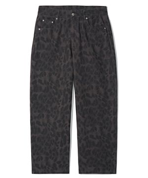 레오파드 릴렉스드 팬츠 차콜