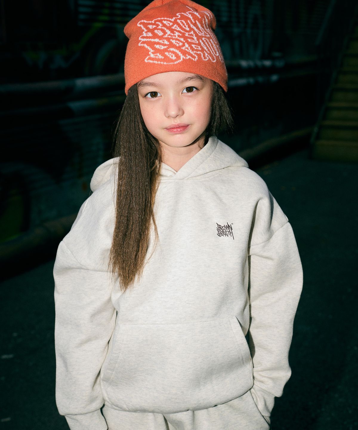 브라운브레스 키즈(BROWNBREATH KIDS) KIDS TAG HOODIE(기모)- OATMEAL