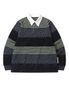 STRIPE PATCHWORK PK LONG SLEEVE (NAVY)