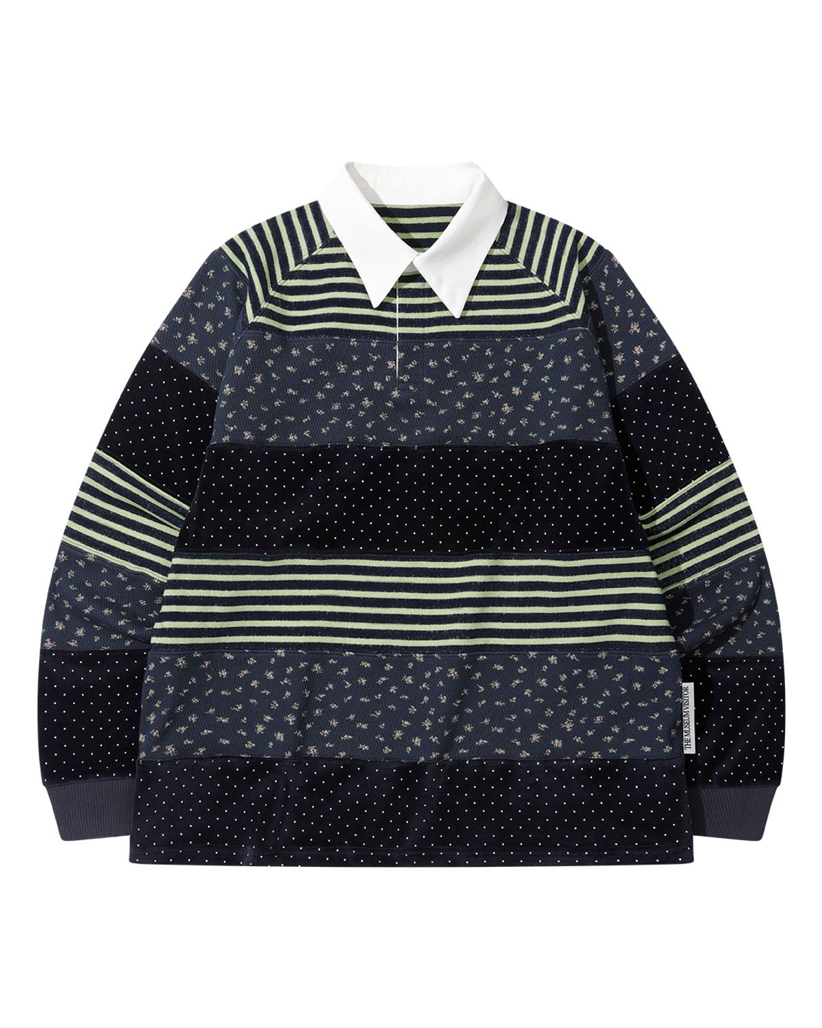 더뮤지엄비지터(THEMUSEUMVISITOR) STRIPE PATCHWORK PK LONG SLEEVE (NAVY)