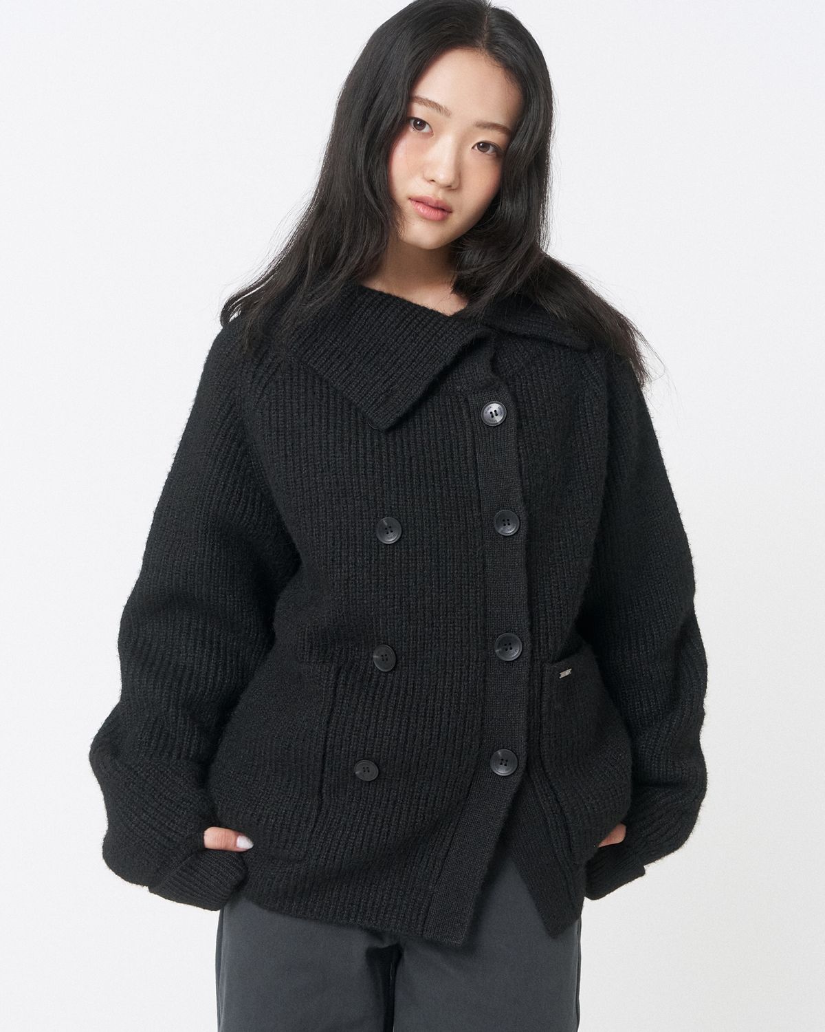 미세키서울(MISEKI SEOUL) Double button bold knit BLACK