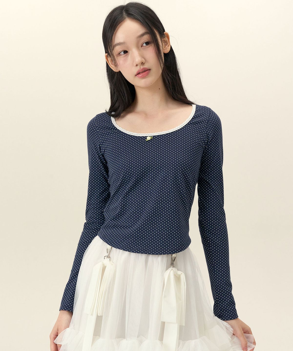 리메크(LIEMÉQUE) 로즈 롱슬리브 네이비