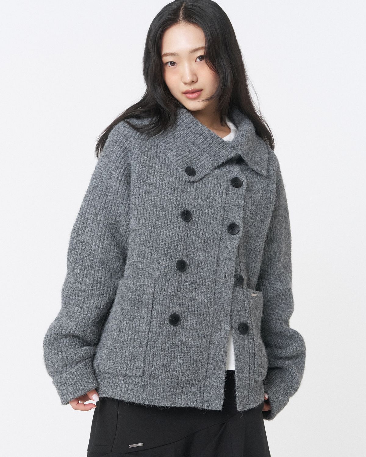 미세키서울(MISEKI SEOUL) Double button bold knit GREY