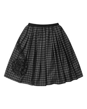 FRILL CHECK BANDING SKIRT (BLACK)