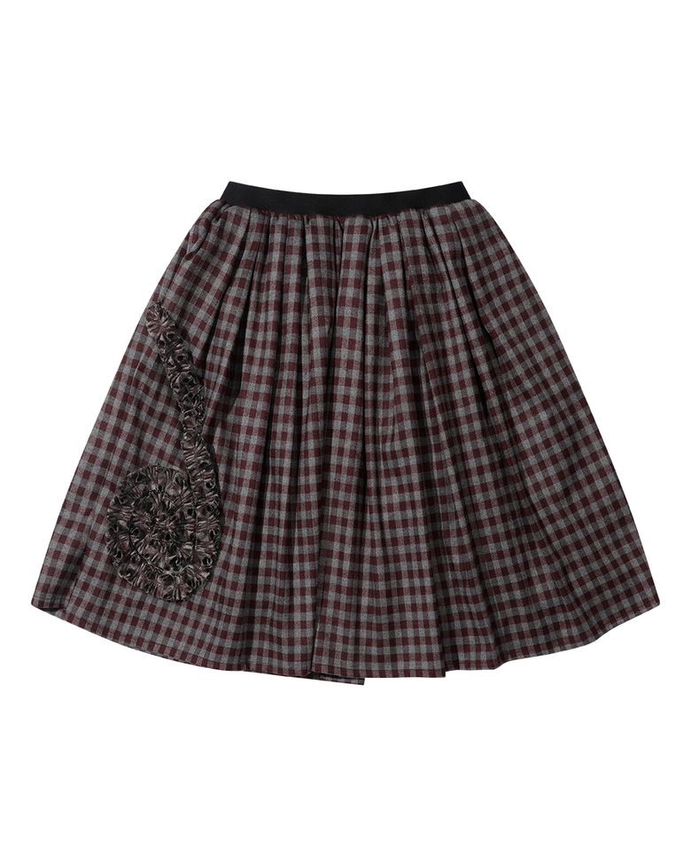 FRILL CHECK BANDING SKIRT (WINE)