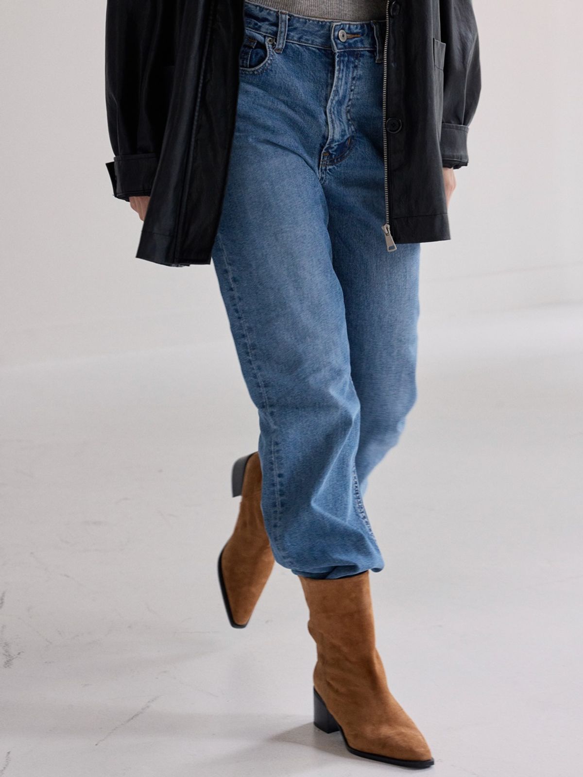 쥬다르(JEU DART) simple western ankle boots brown