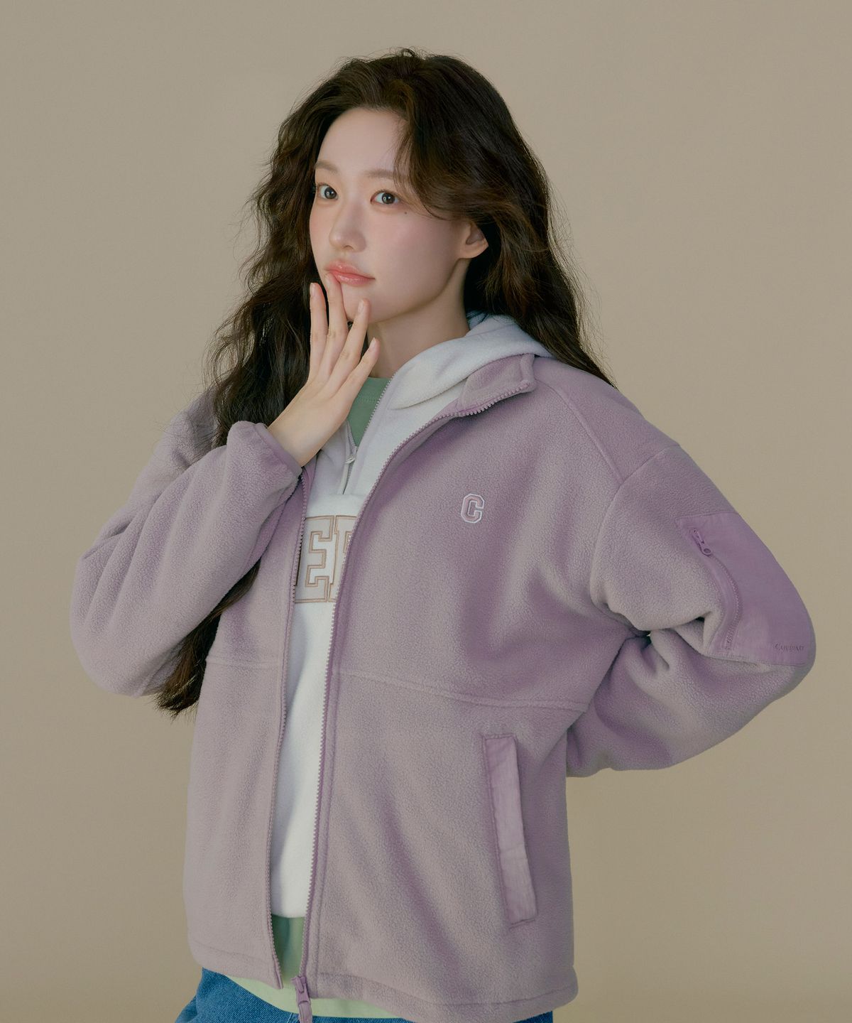 커버낫(COVERNAT) 웜온 플리스 자켓 Dusty Pink