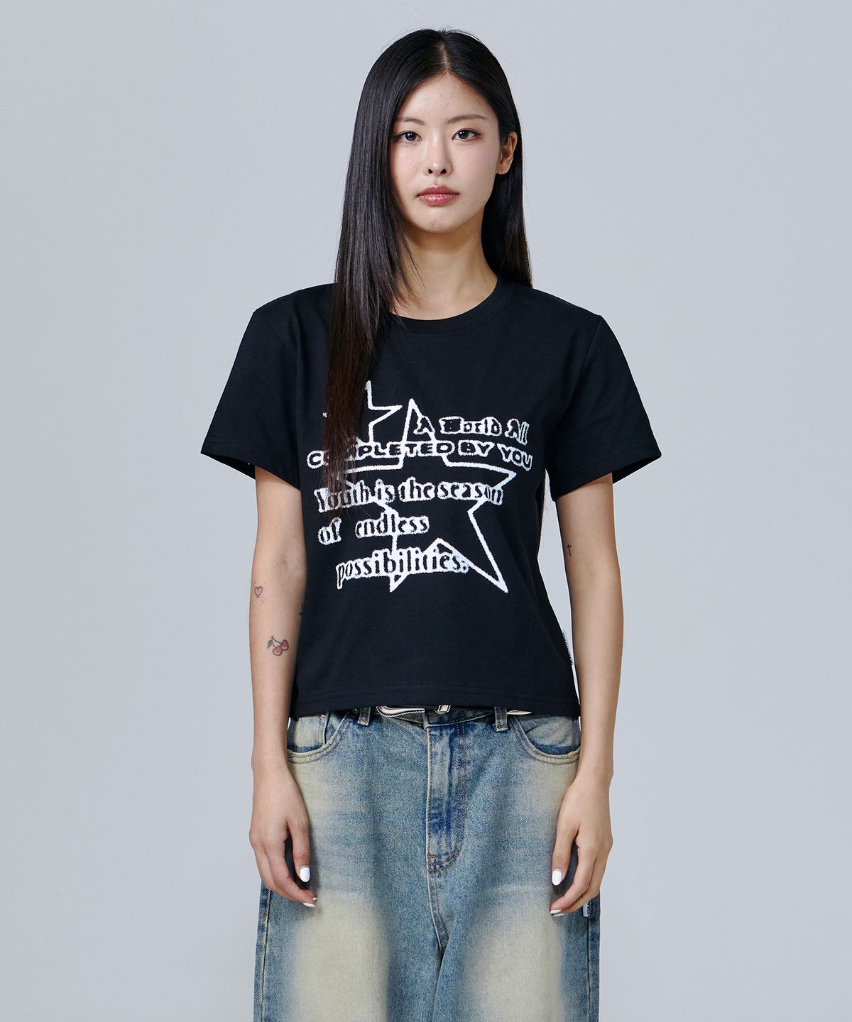 어 월드 올(A WORLD ALL) STAR STREAM 우먼 크롭 반팔(SACAWA-0011)