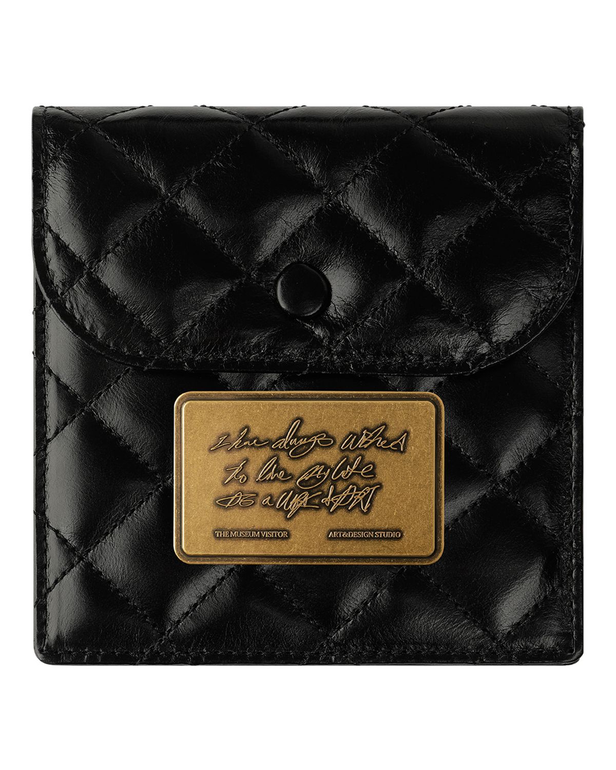 더뮤지엄비지터(THEMUSEUMVISITOR) METAL PLATE QUILTING CARD WALLET (BLACK)