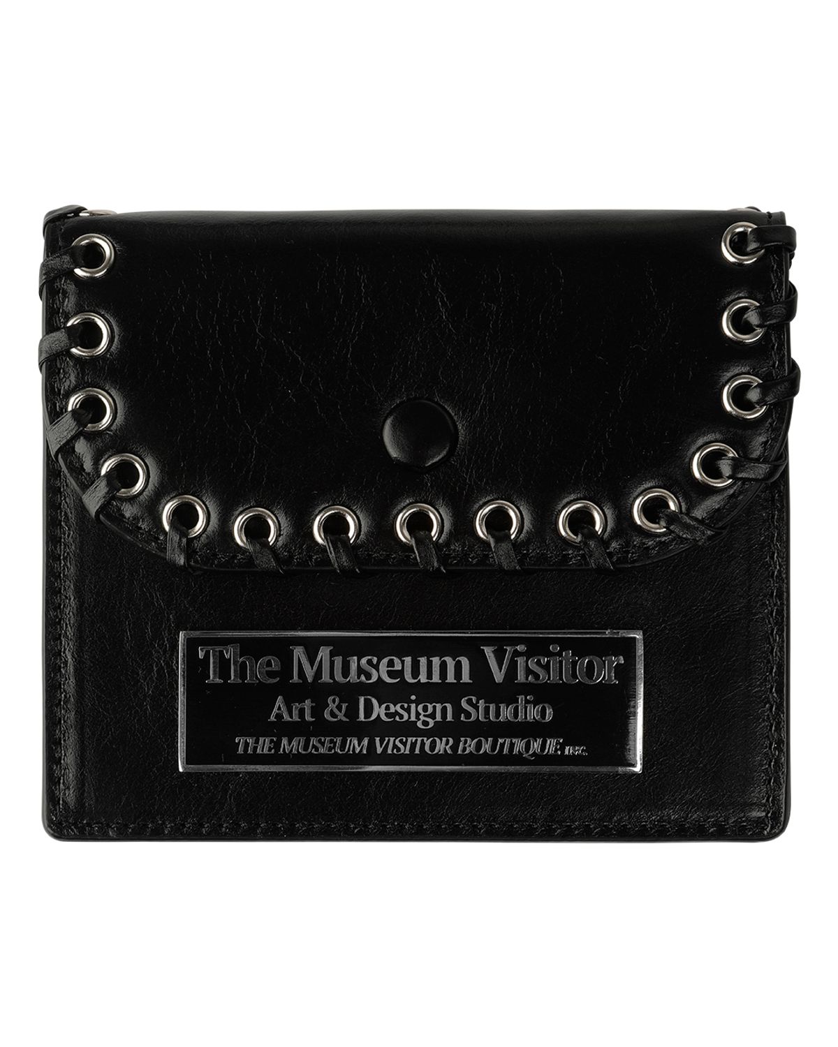 더뮤지엄비지터(THEMUSEUMVISITOR) METAL LOGO LACE-UP CARD WALLET (BLACK)